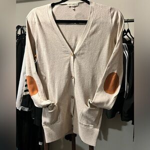 TUCKER + TATE JUNIORS Beige Button-Up Elbow Patch Cardigan